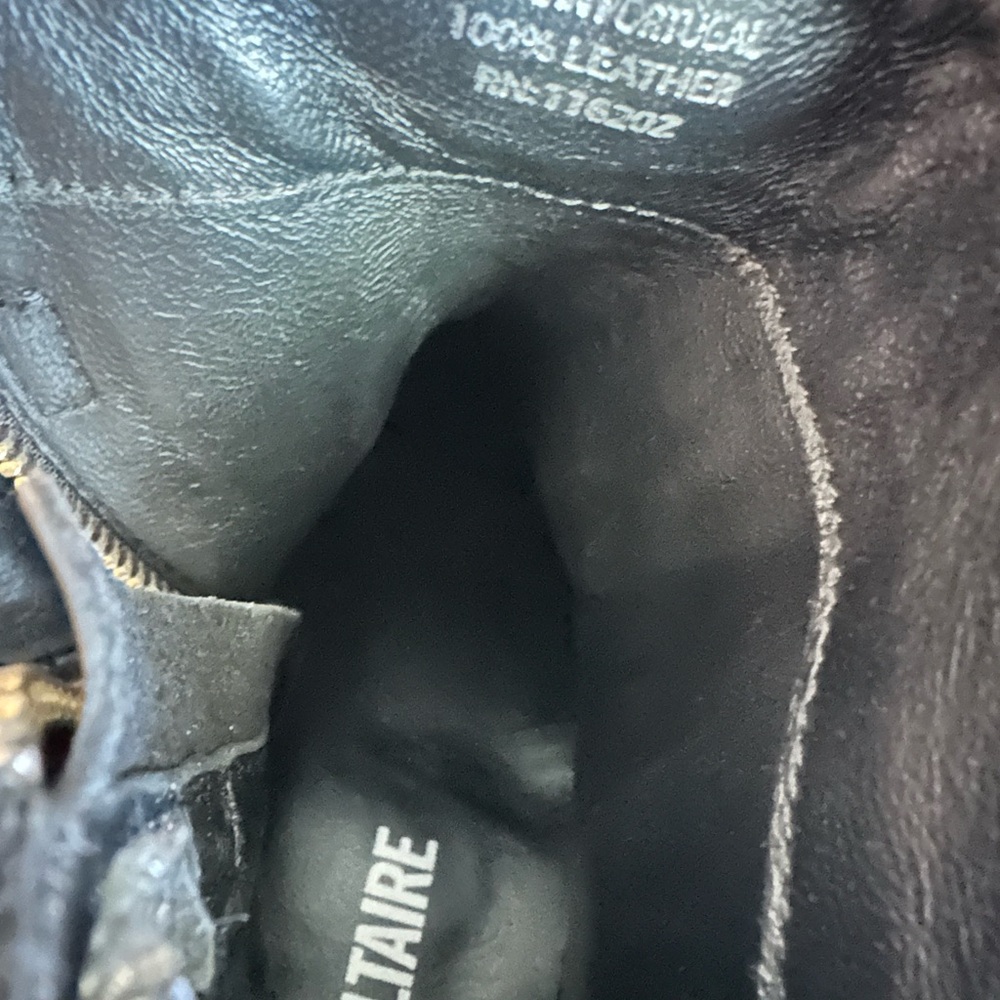Zadig & Voltaire Black Leather Combat Boots with Chain - Picture 6 of 7